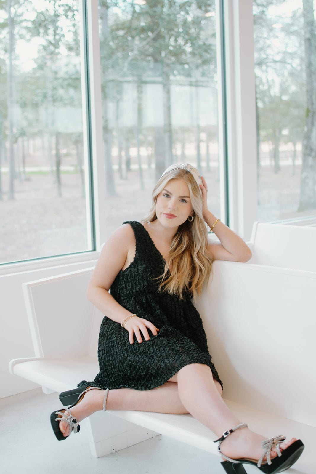 Black Textured Sleeveless Mini Dress - Image 3