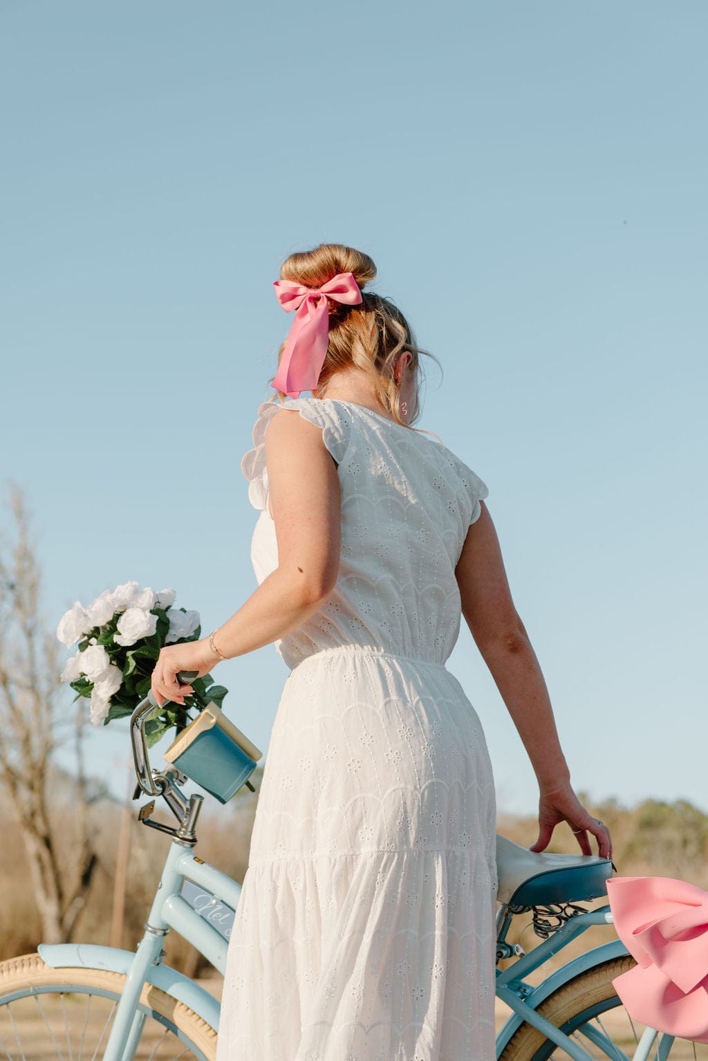 White Eyelet Lace Midi Dress - Image 6