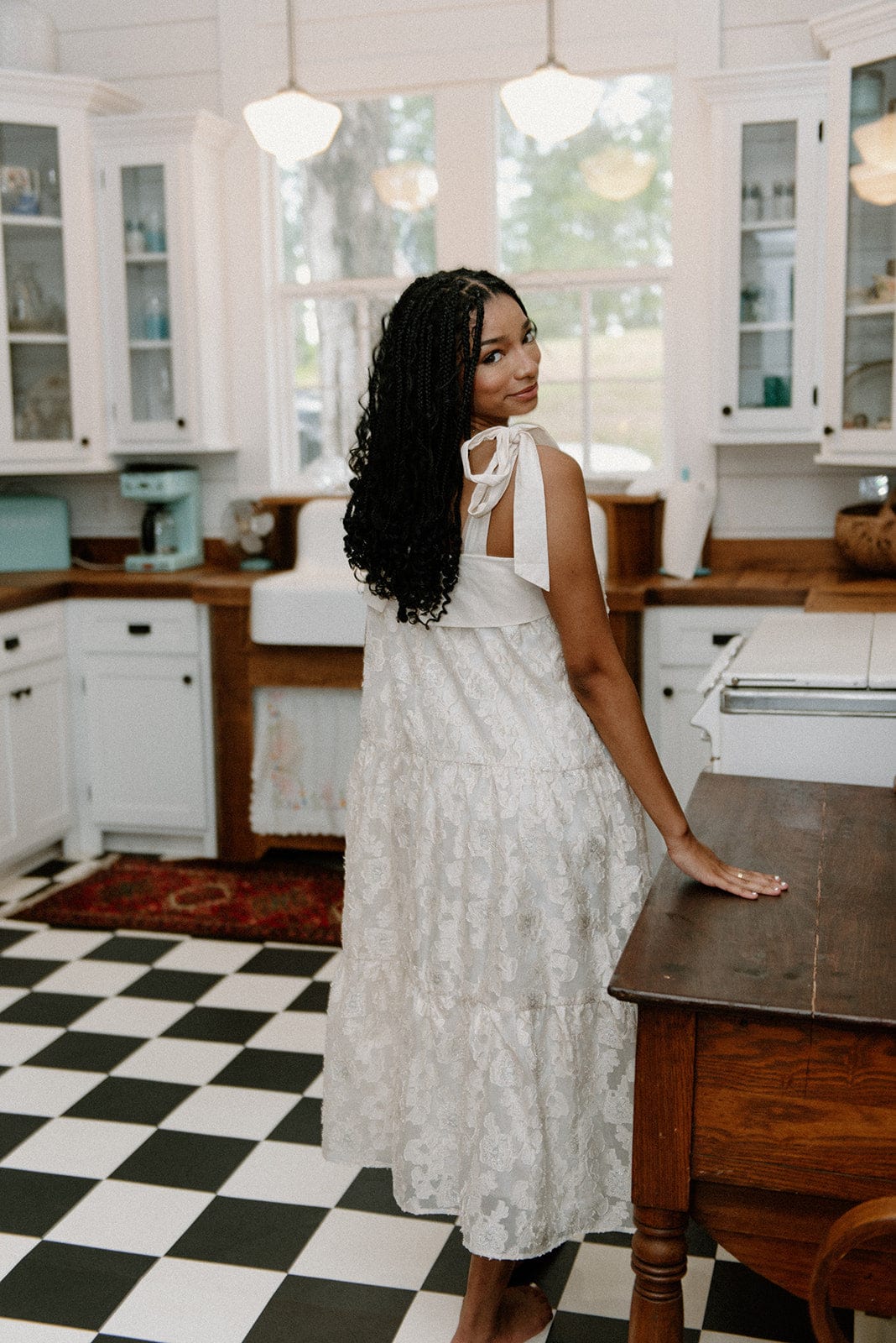 Ivory Embroidered Tie Shoulder Maxi - Image 2