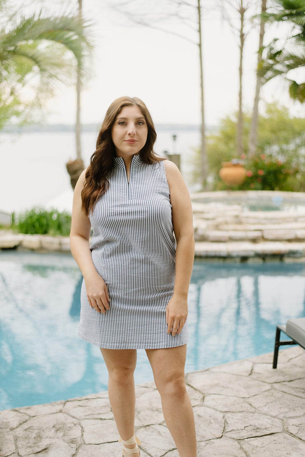 Lulu B Navy Striped Zip Shirt Dress - Image 3