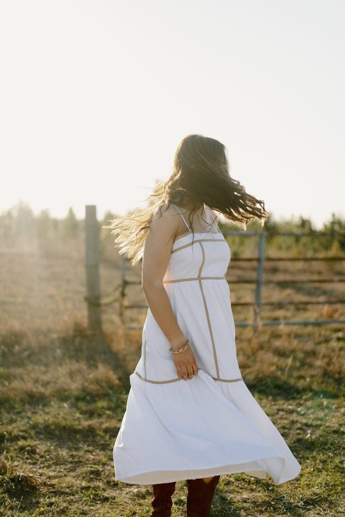 White Contrast Tiered Maxi Dress - Image 3