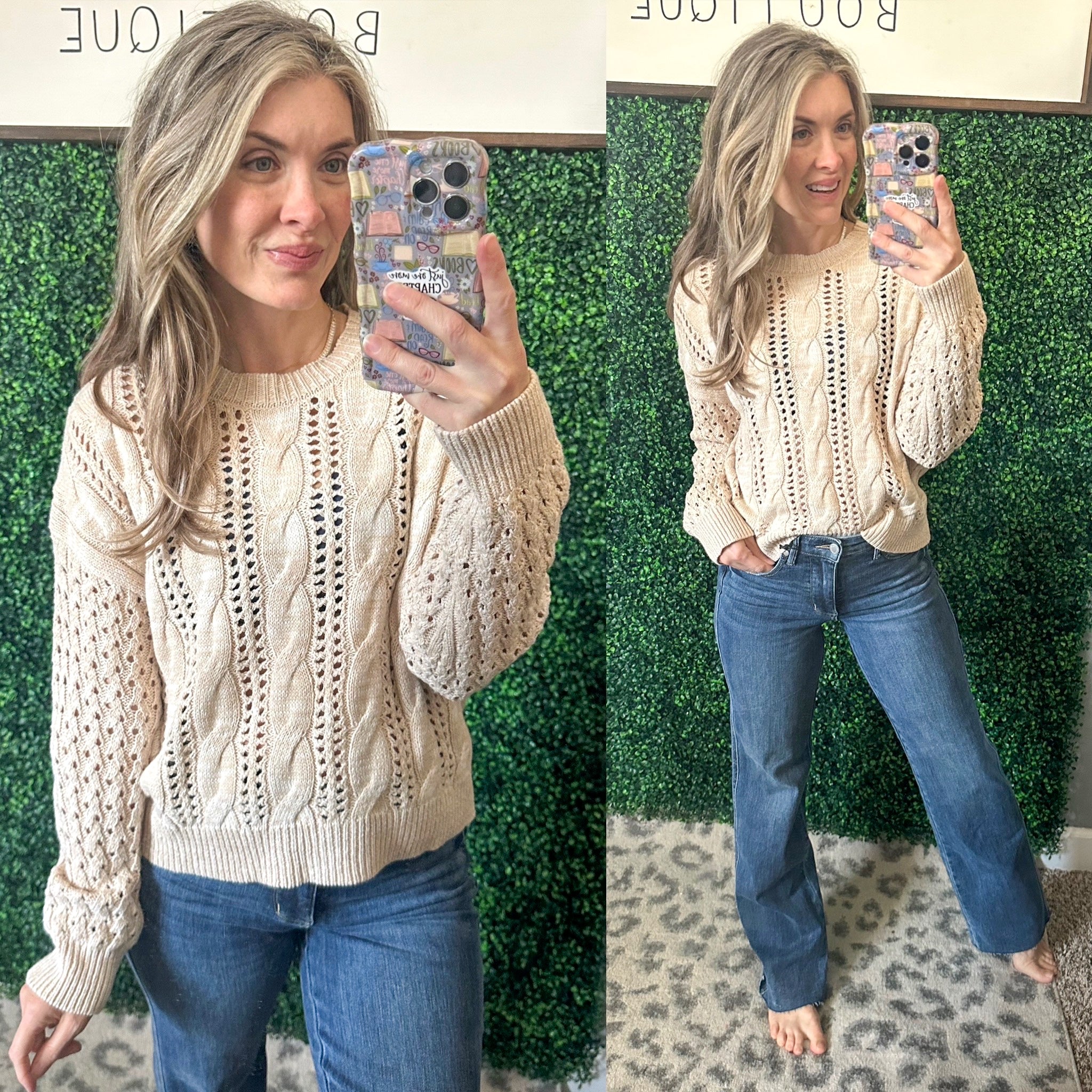 A Note of Thanks Cable Knit Sweater