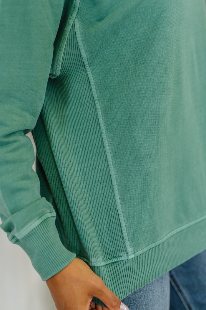 Daily Ease Mineral Wash Pullover in Dark Green - Image 2