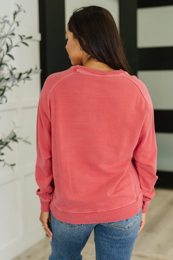 Daily Ease Mineral Wash Pullover in Ruby - Image 4