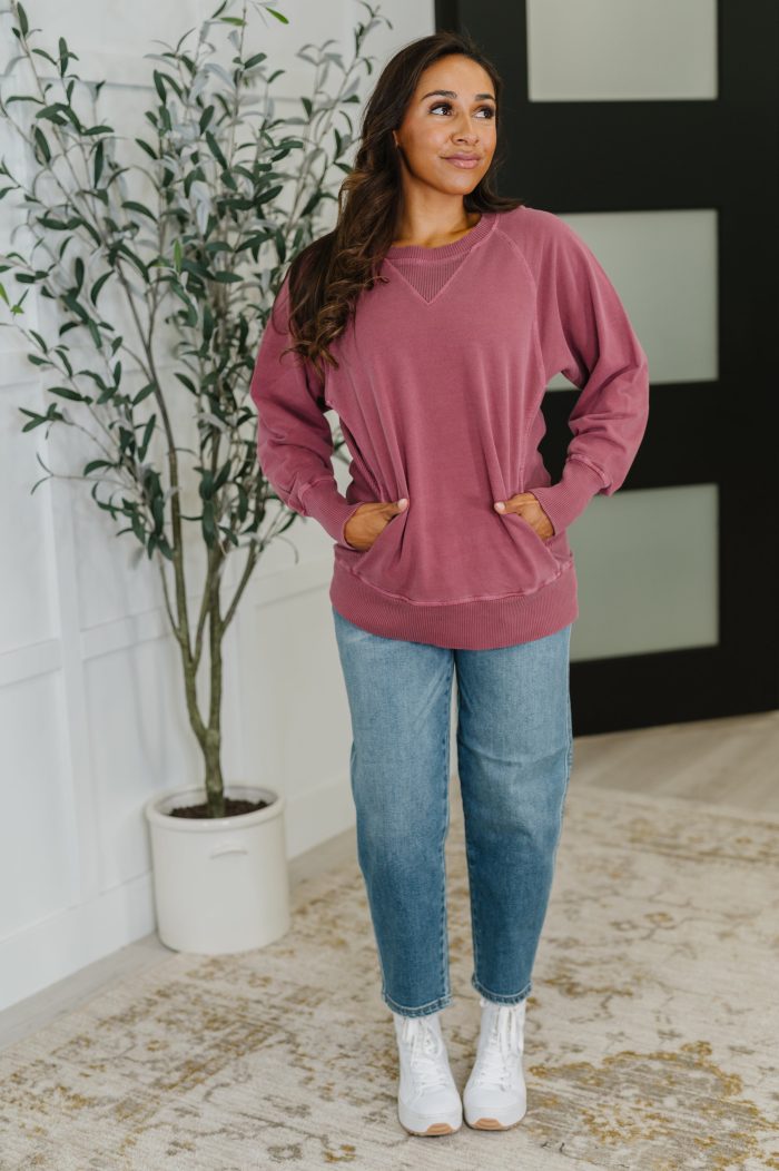 For the Experience Relaxed Pullover in Cabernet - Image 4