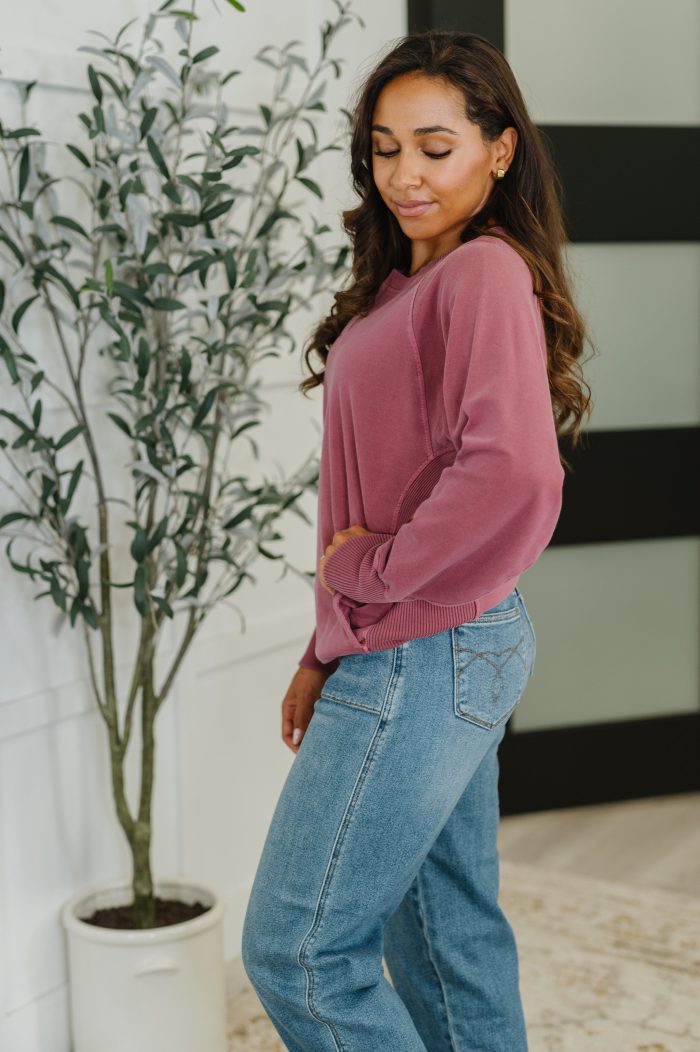 For the Experience Relaxed Pullover in Cabernet - Image 3