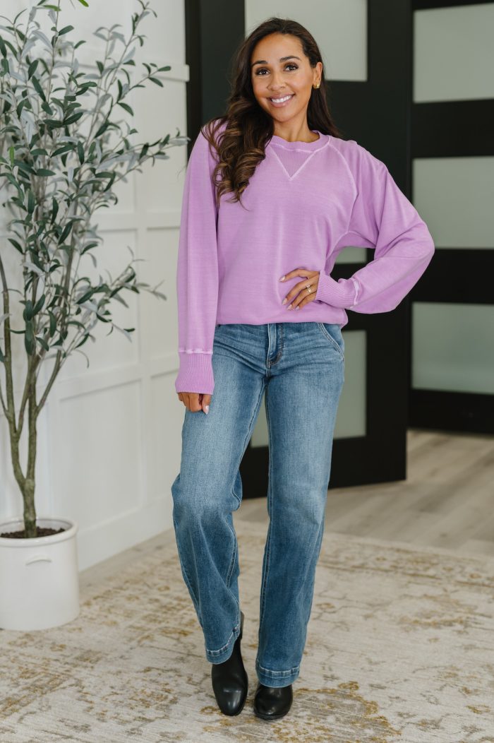For the Experience Relaxed Pullover in Lavender - Image 3