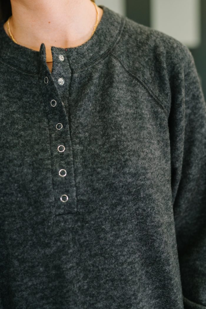 Urban Flux Scooped Hi-Low Long Pullover in Black - Image 2