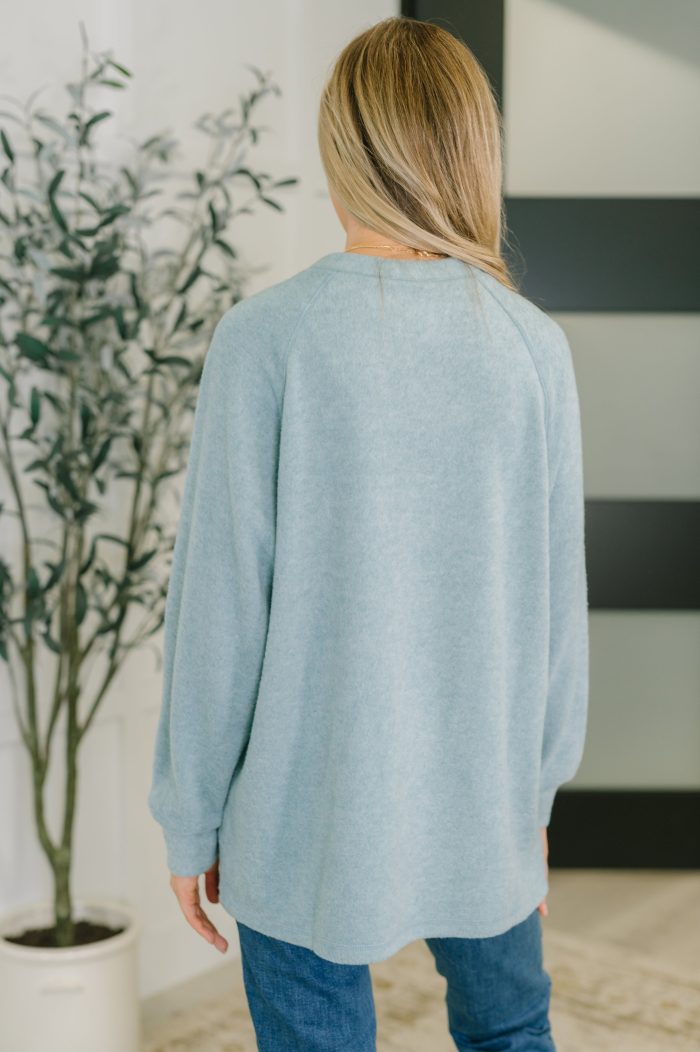 Urban Flux Scooped Hi-Low Long Pullover in Blue Grey - Image 5