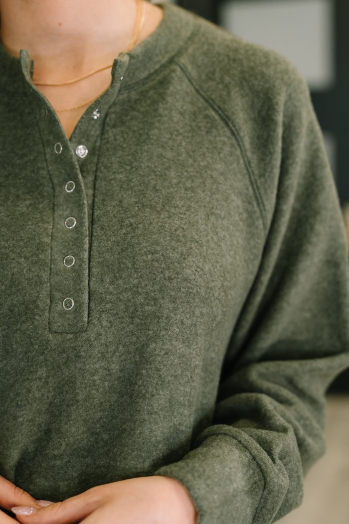 Urban Flux Scooped Hi-Low Long Pullover in Olive - Image 2